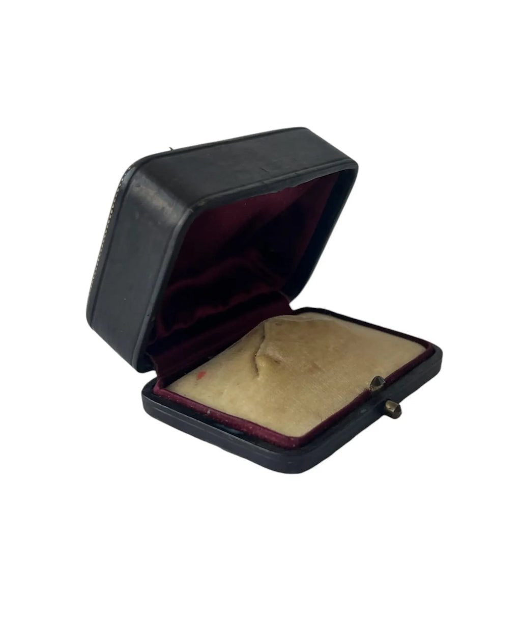 Antique Victorian Leather Jewellery Box Presentation Case Burgundy Velvet Lined