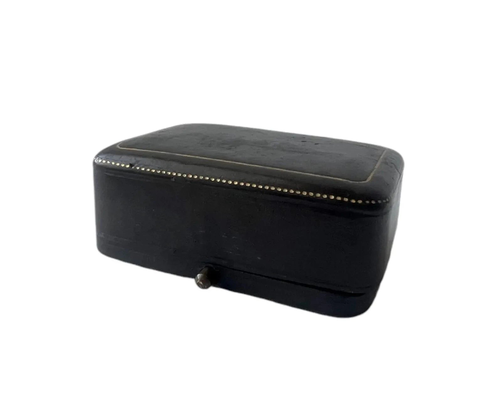 Antique Victorian Leather Jewellery Box Presentation Case Burgundy Velvet Lined