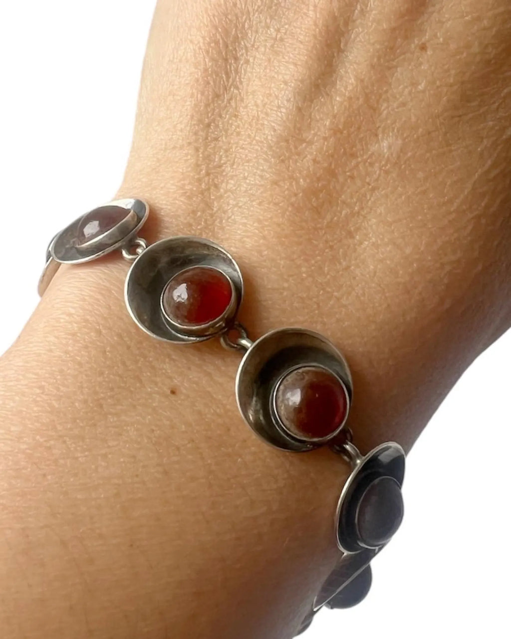 Vintage Baltic Amber Bracelet, Sterling Silver, Danish Modernist, Niels Erik From