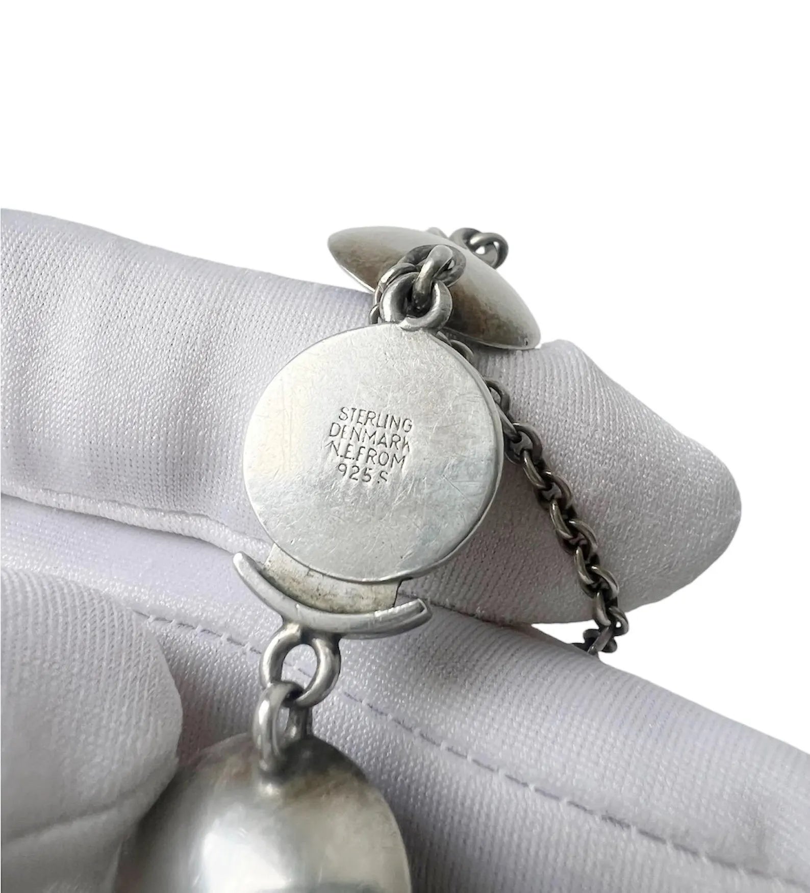 Vintage Baltic Amber Bracelet, Sterling Silver, Danish Modernist, Niels Erik From