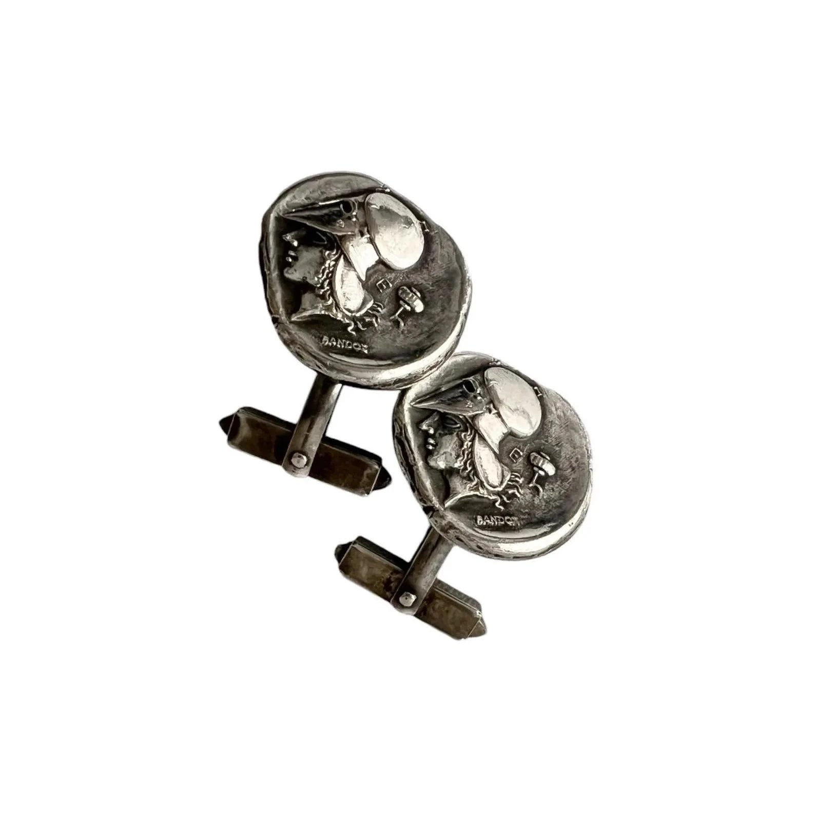 Vintage Alexander the Great Cufflinks, 835 Silver.