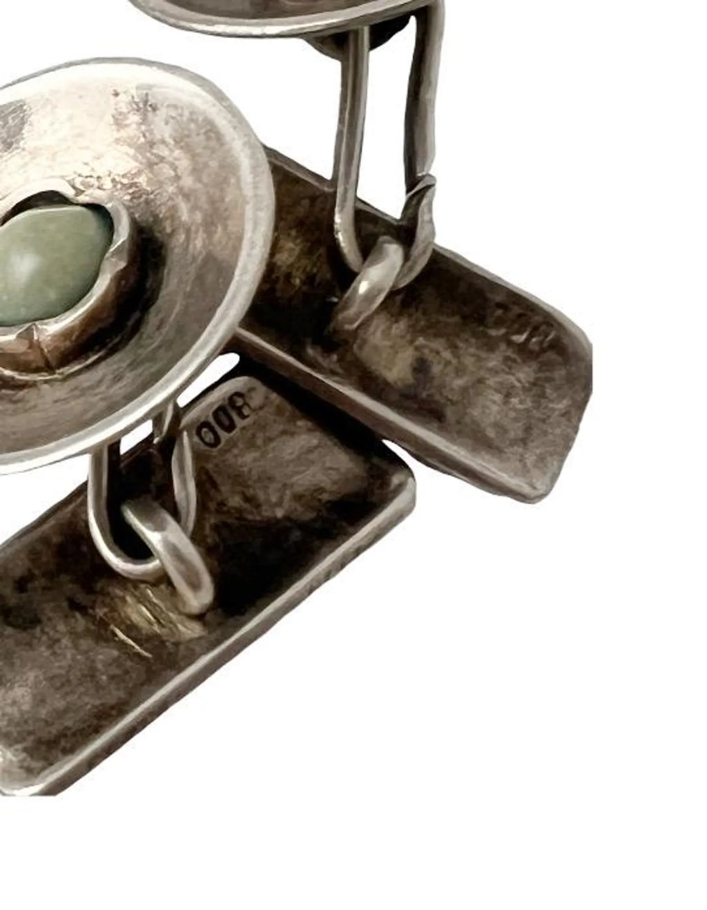 Vintage 800 Silver Jade Cufflinks