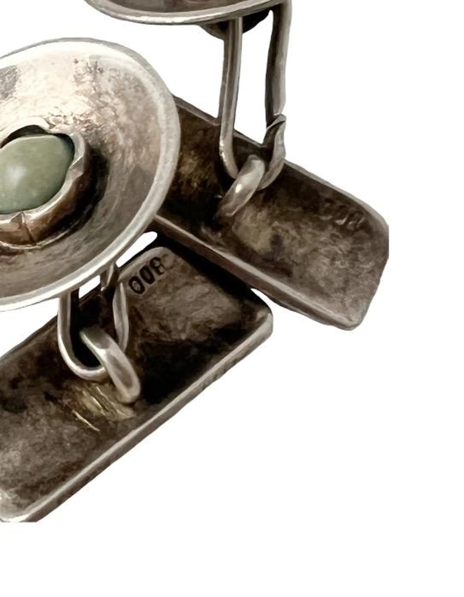 Vintage 800 Silver Jade Cufflinks