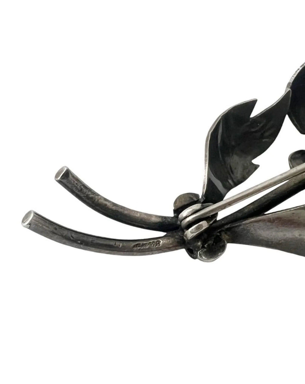 Vintage Silver Flower Brooch, Floral Pin, European Silver Lapel Brooch
