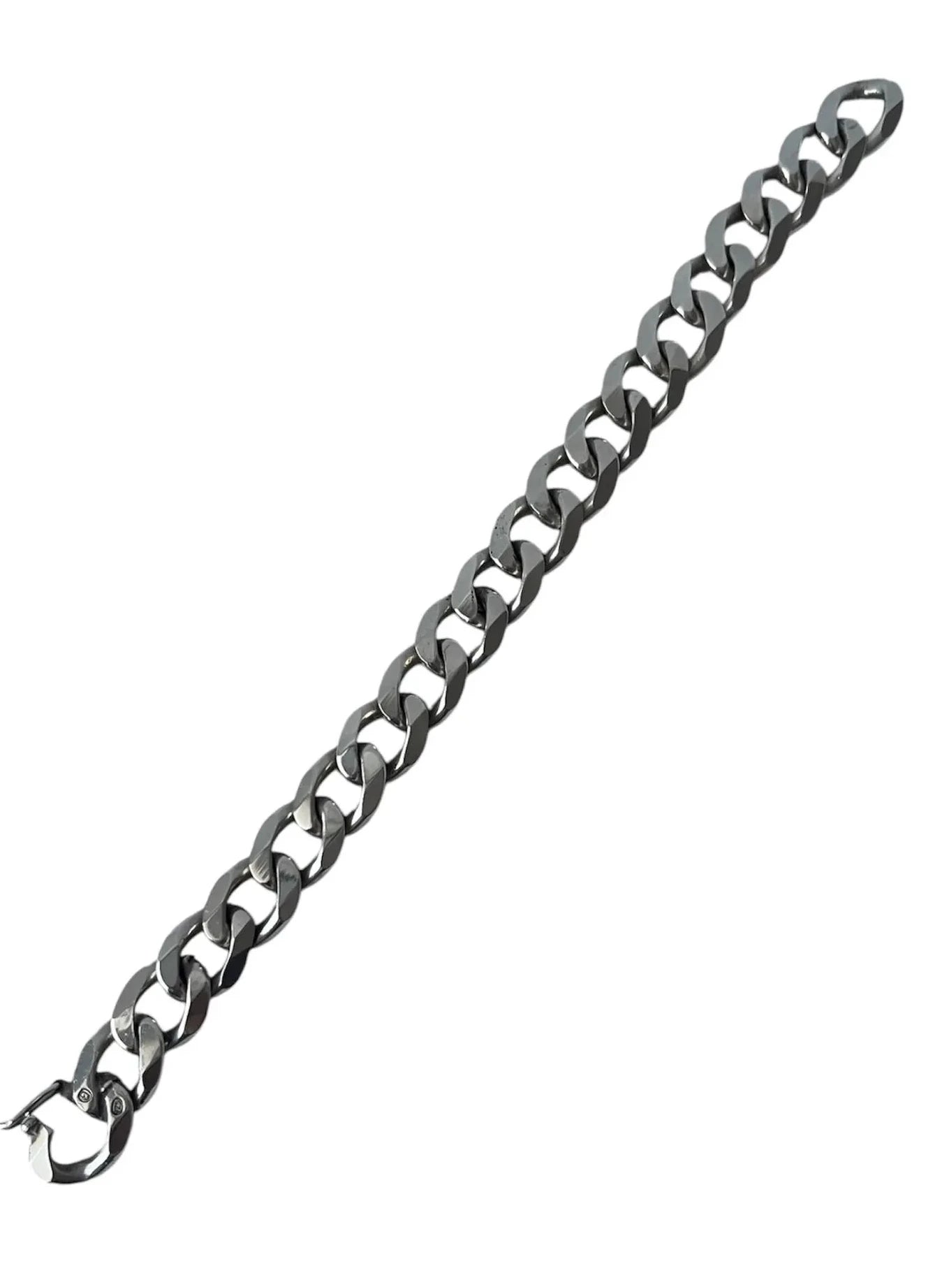 Vintage Sterling Silver Cuban Link Bracelet, Heavy Male Chain Bracelet