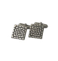 Vintage Silver Square Cufflinks with Textured Geometric Design.
