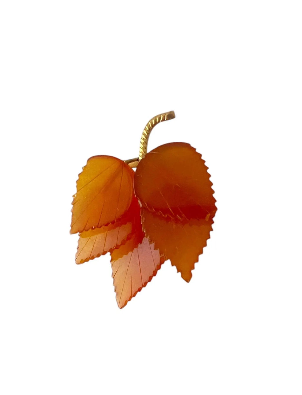 Vintage Baltic Amber Leaves Brooch - Gold Plated Brass Frame, USSR 1980s