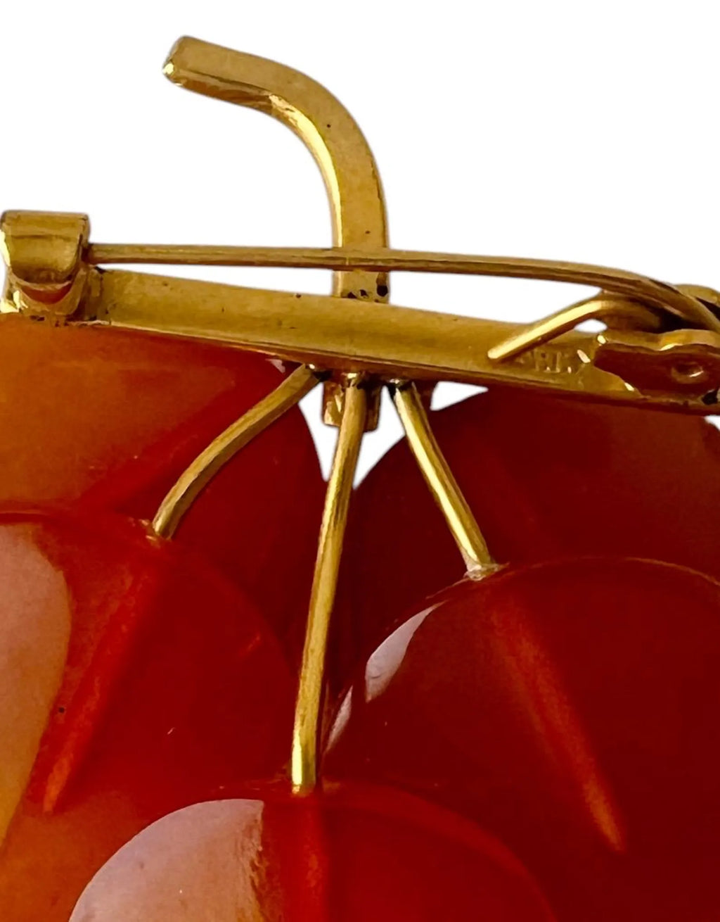 Vintage Baltic Amber Leaves Brooch - Gold Plated Brass Frame, USSR 1980s