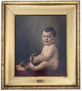 Antique Child Portrait Painting c.1900.  Oil on Board, German Atelier. Framed