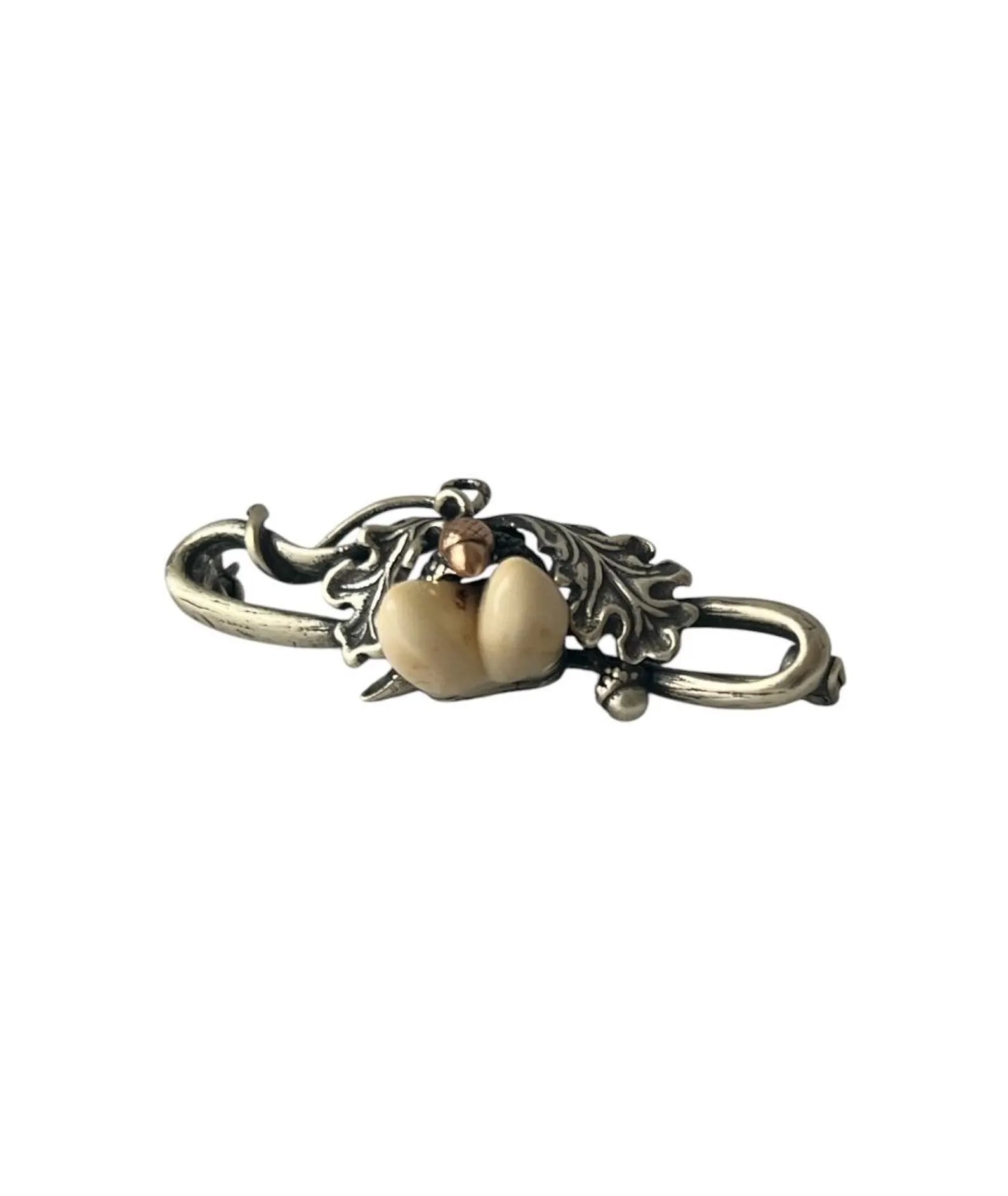 Antique Alpine 835 Silver Brooch. Hunting Grandel Trachten Jewelry.