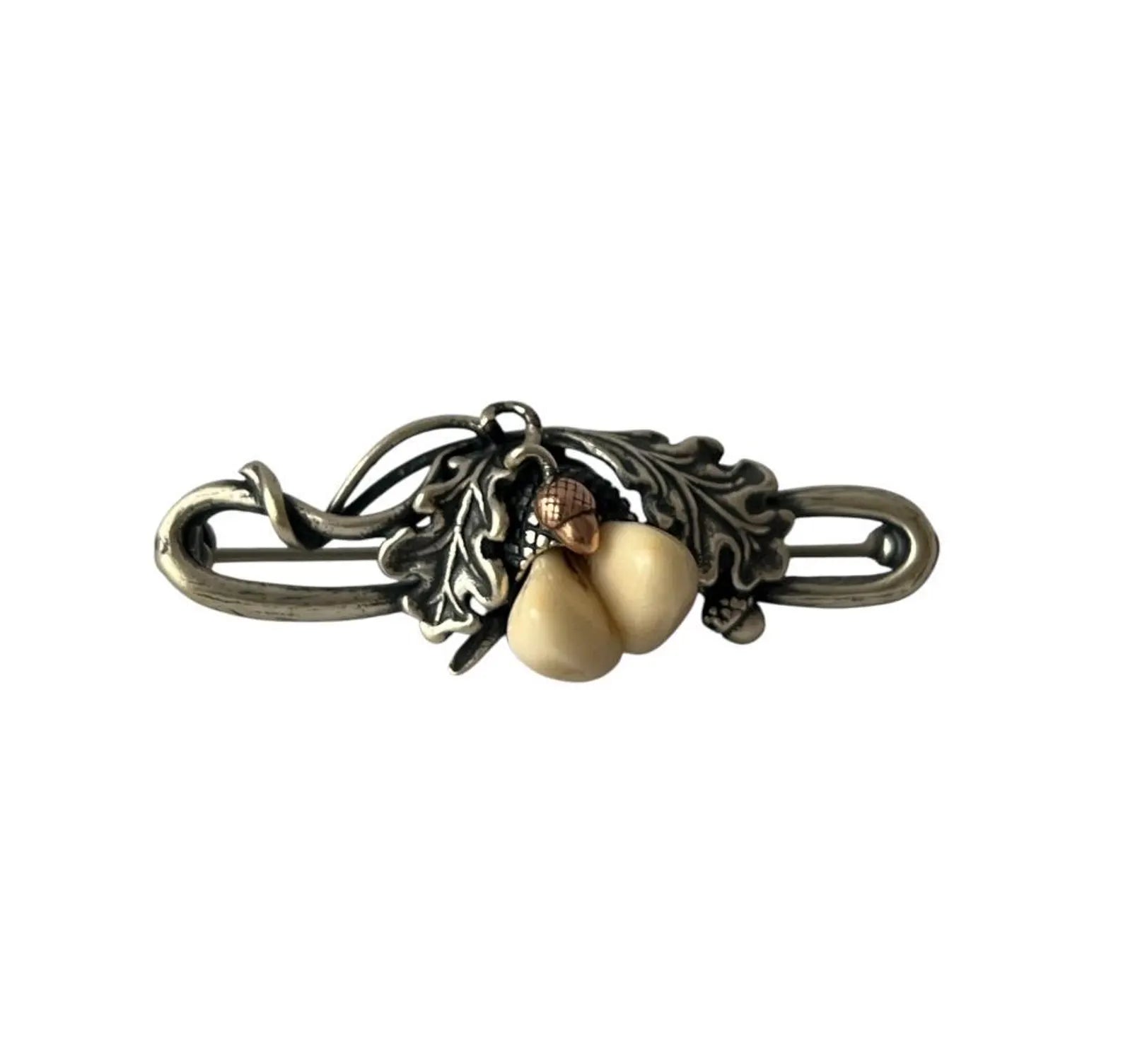 Antique Alpine 835 Silver Brooch. Hunting Grandel Trachten Jewelry.