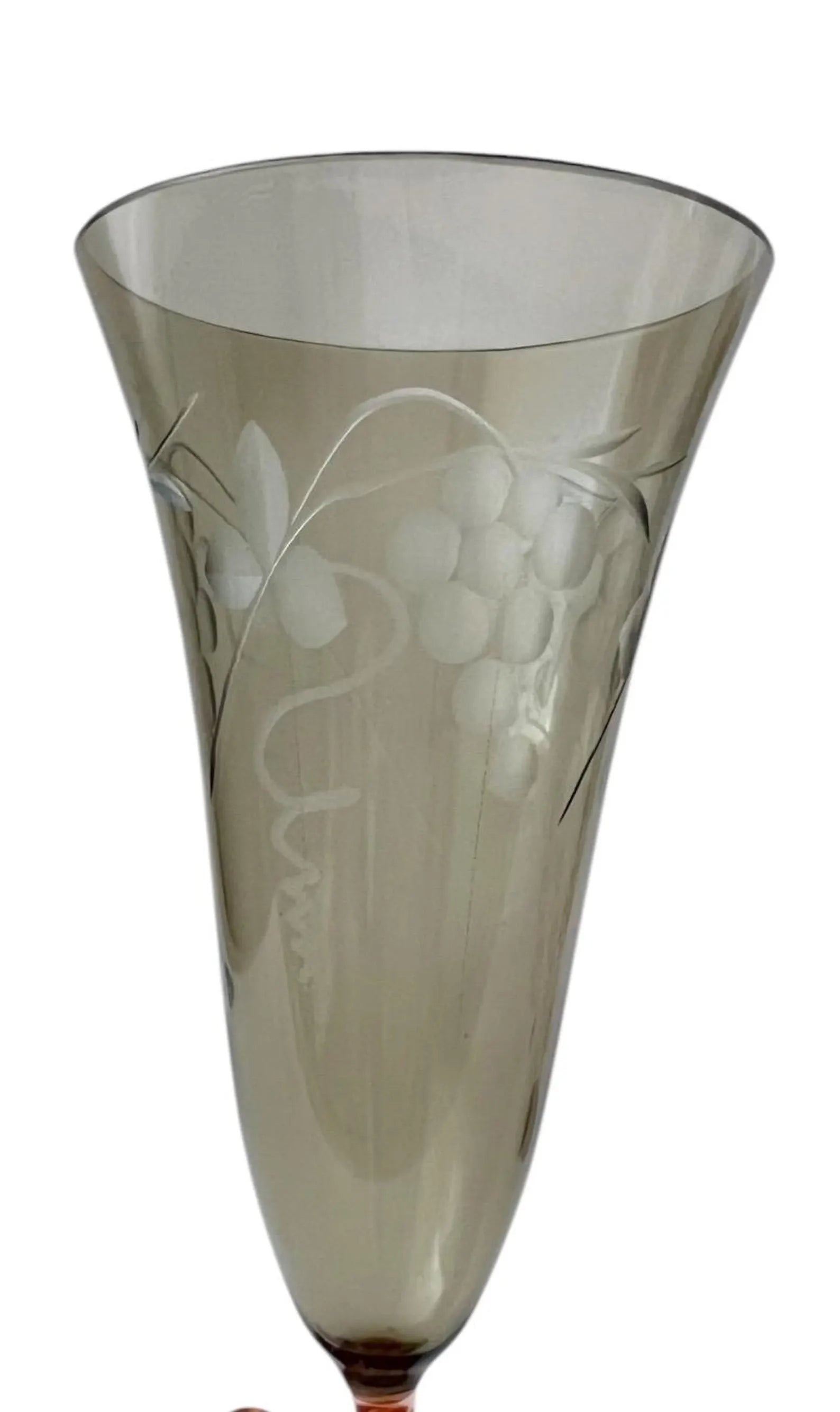 Lauscha Art Deco Mermaid Glasses – Fritz Lampl Style – Hand-Blown Etched Flutes