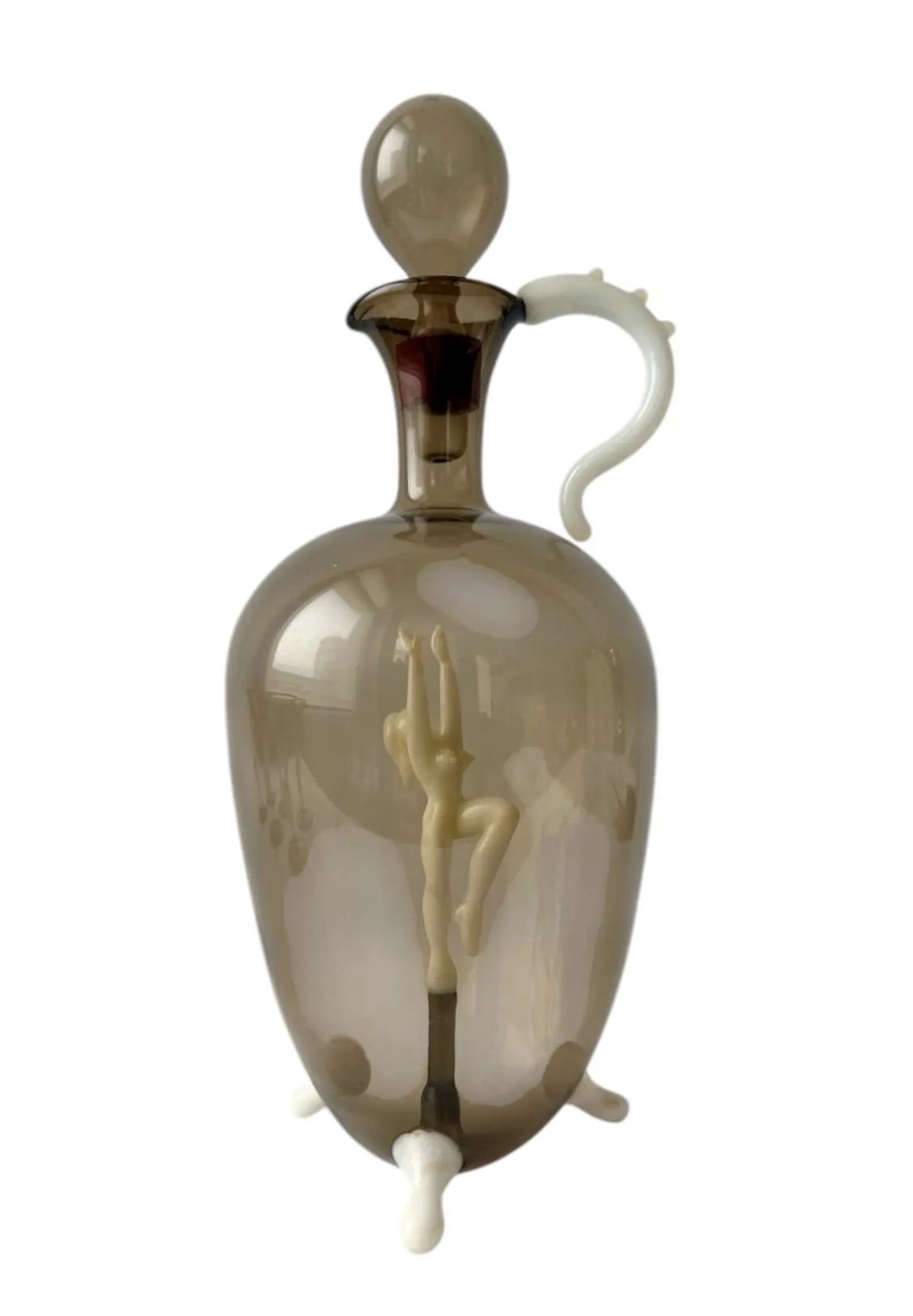 Art Deco Glass Decanter Set, Nude Figurative Stems, Fritz Lampl Bimini, 1920s