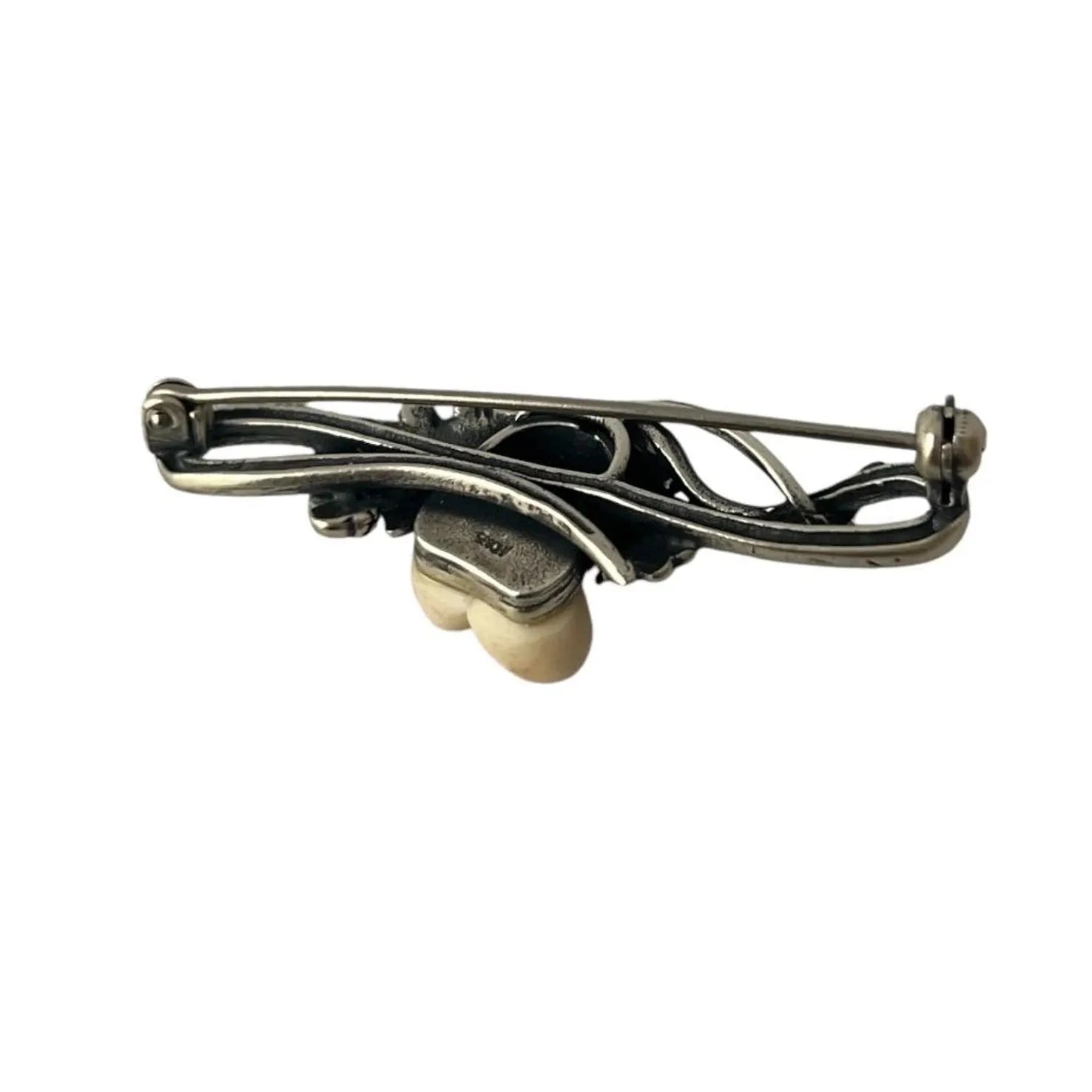 Antique Alpine 835 Silver Brooch. Hunting Grandel Trachten Jewelry.