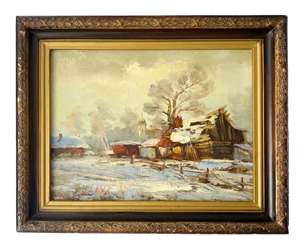 Oil Painting: Latvian Winter Landscape, Framed, Signed: Yuriya Kurako