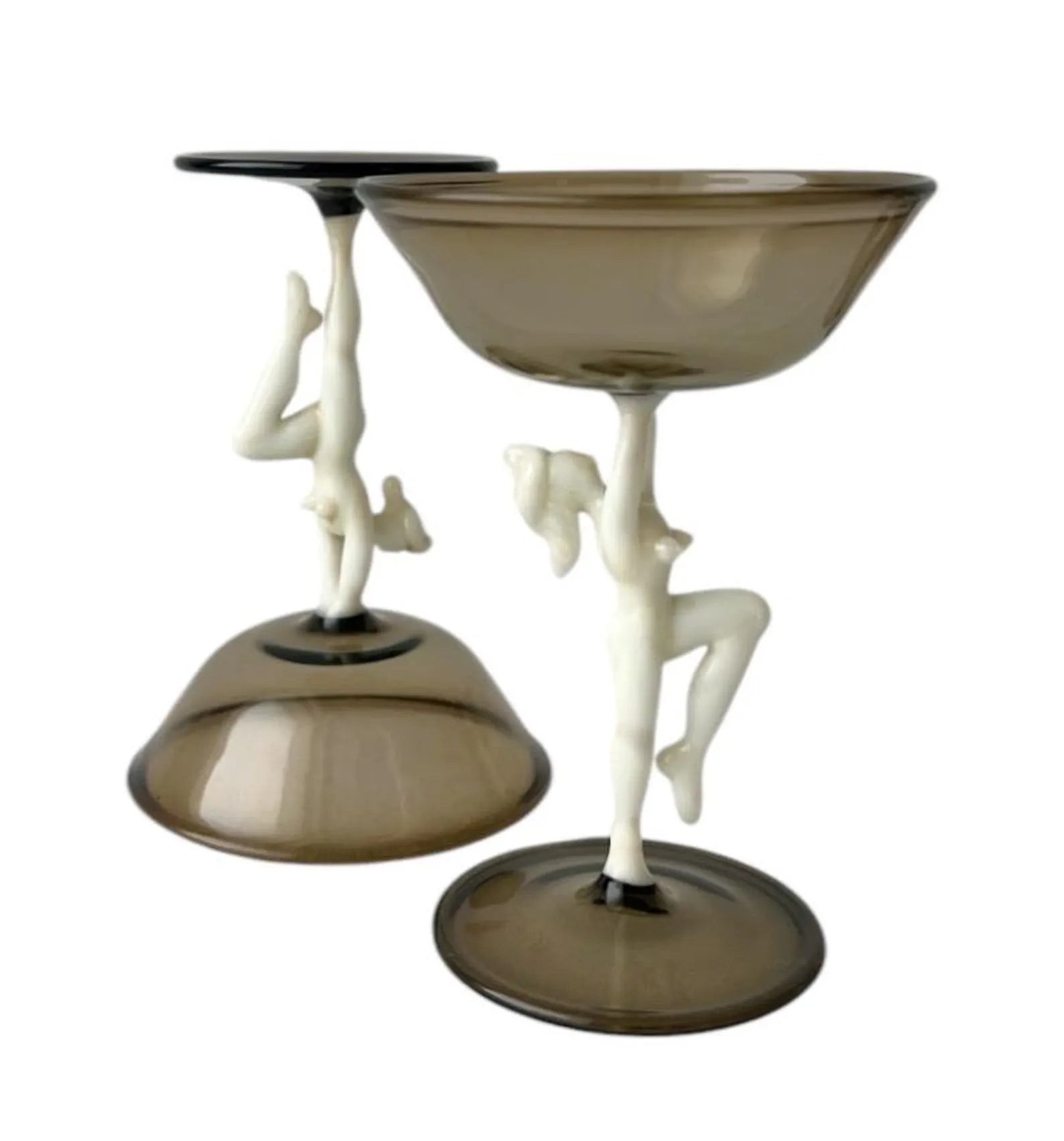 Art Deco Glass Decanter Set, Nude Figurative Stems, Fritz Lampl Bimini, 1920s