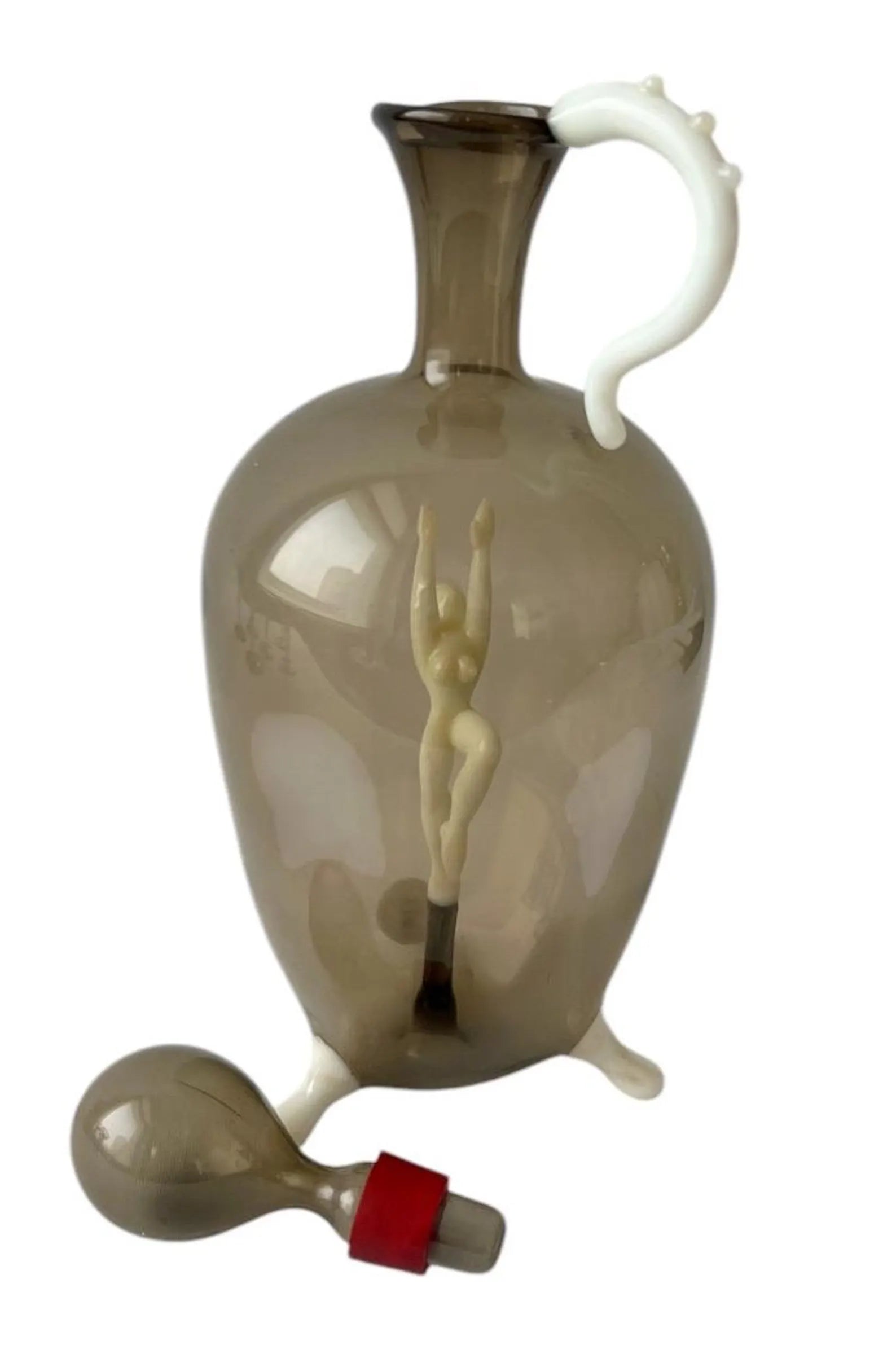 Art Deco Glass Decanter Set, Nude Figurative Stems, Fritz Lampl Bimini, 1920s
