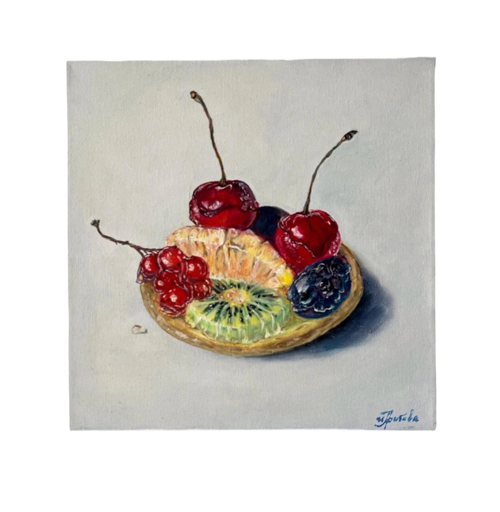Original oil Painting on Canvas, titled “Fruit Tart”.