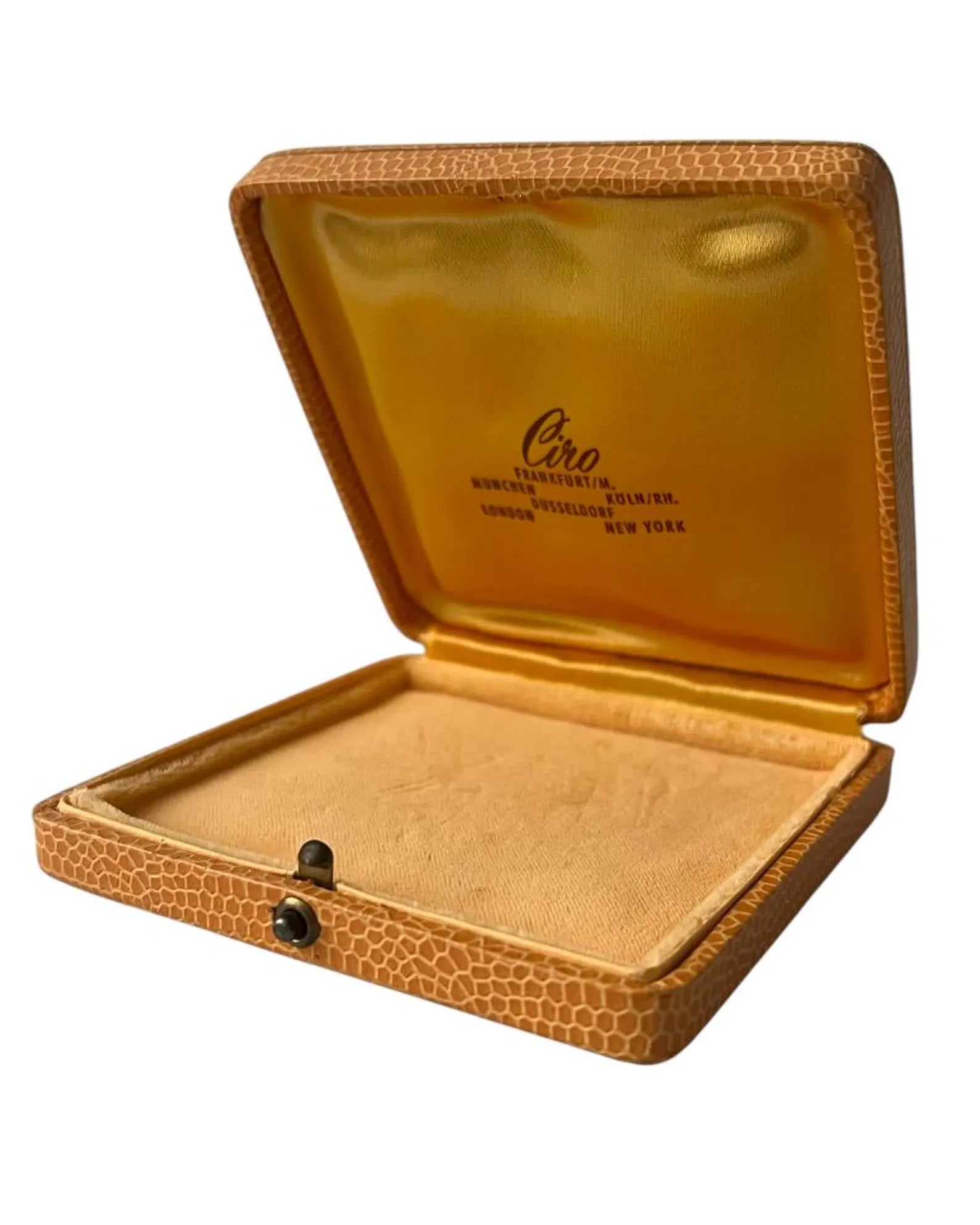 Vintage Ciro Jewellery Box. Leather with Crown Logo, Cream Satin Interior