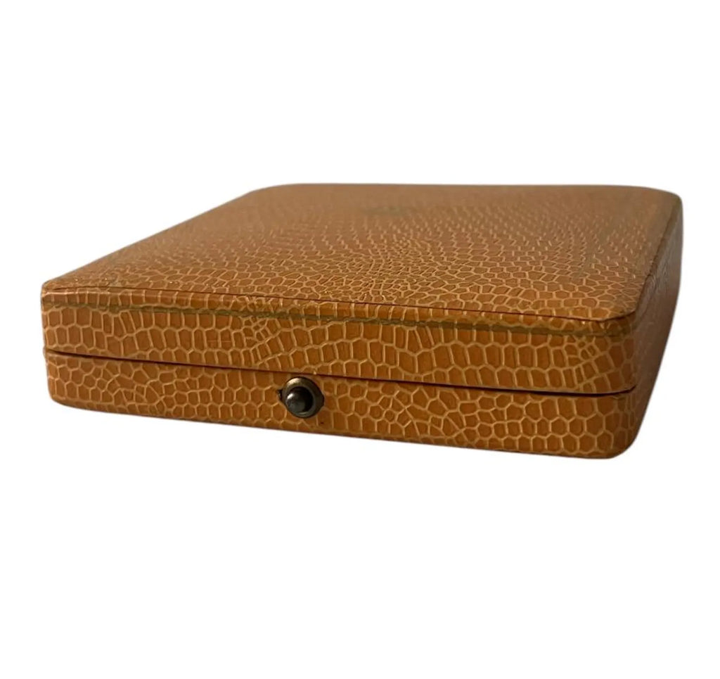 Vintage Ciro Jewellery Box. Leather with Crown Logo, Cream Satin Interior