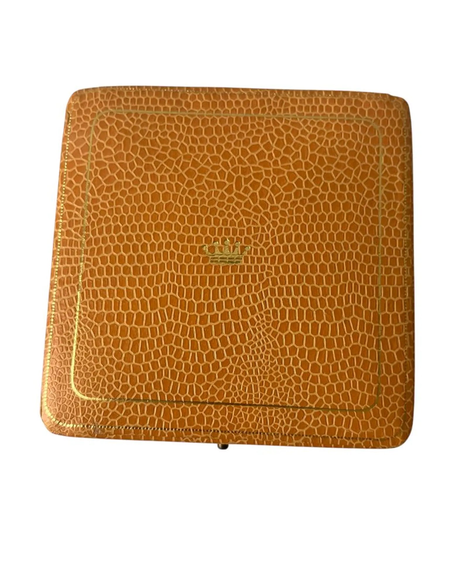 Vintage Ciro Jewellery Box. Leather with Crown Logo, Cream Satin Interior
