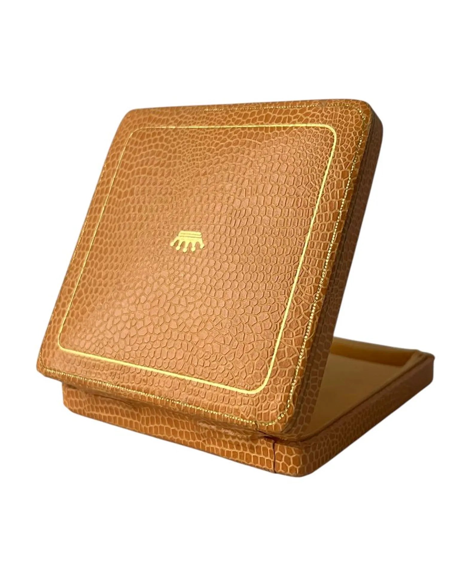 Vintage Ciro Jewellery Box. Leather with Crown Logo, Cream Satin Interior