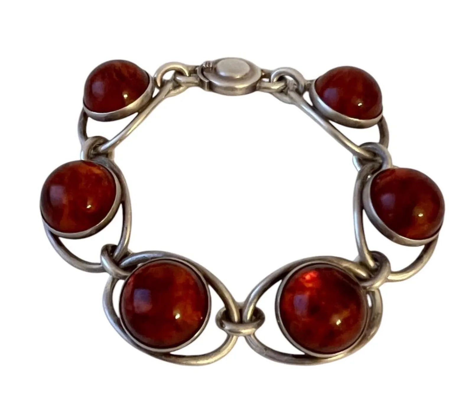 Vintage Baltic Amber Bracelet, Sterling Silver, Danish Modernist, Niels Erik From