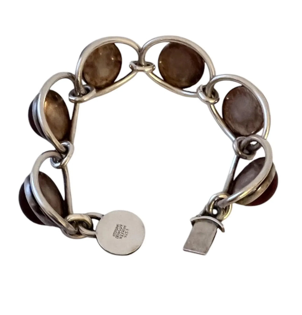 Vintage Baltic Amber Bracelet, Sterling Silver, Danish Modernist, Niels Erik From