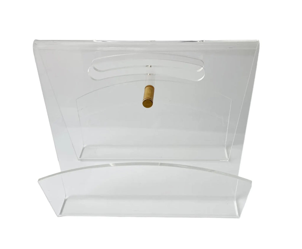 Vintage Plexiglass Magazine Rack with Brass Accent, 1980s-1990s, West Germany.