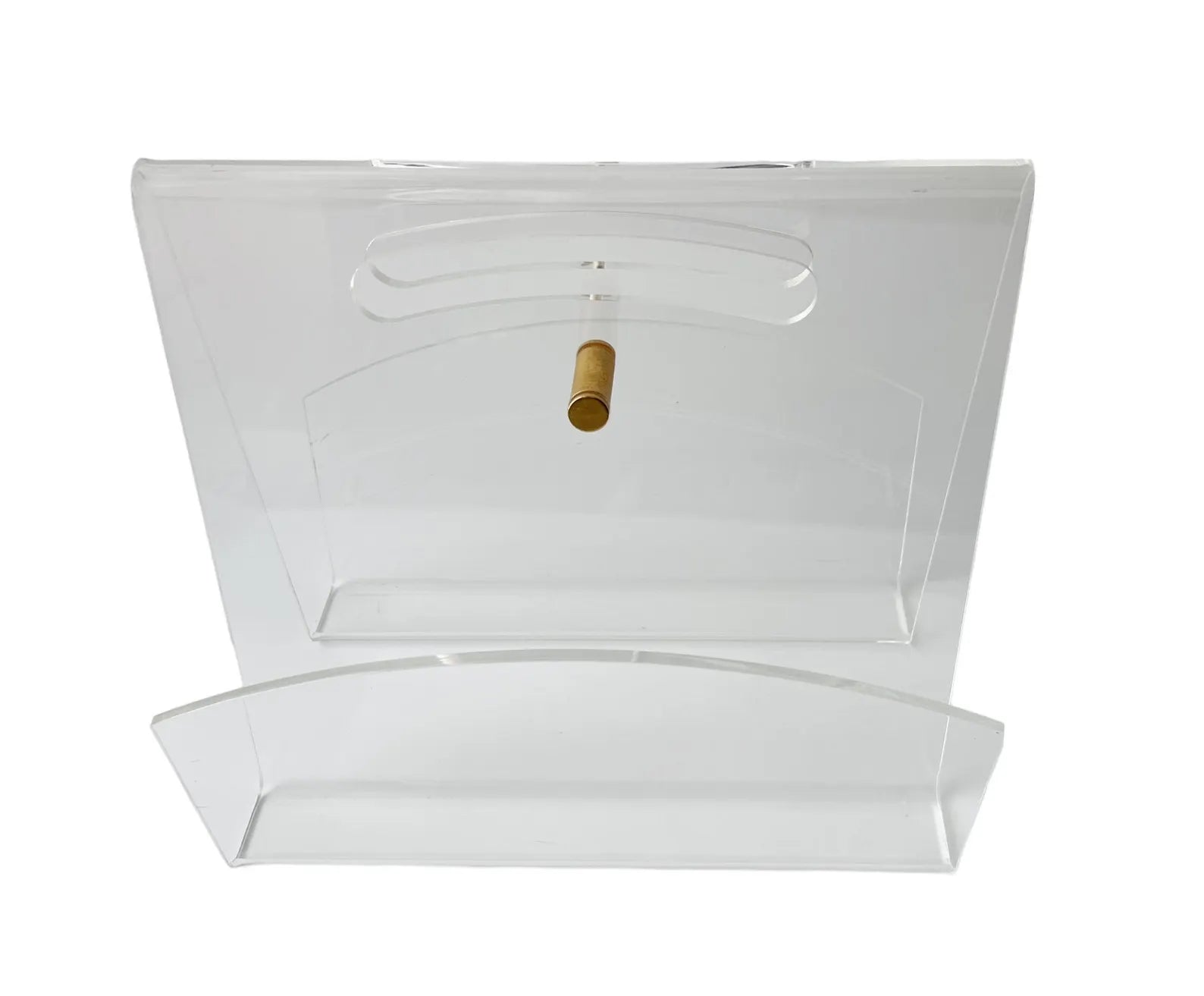 Vintage Plexiglass Magazine Rack with Brass Accent, 1980s-1990s, West Germany.