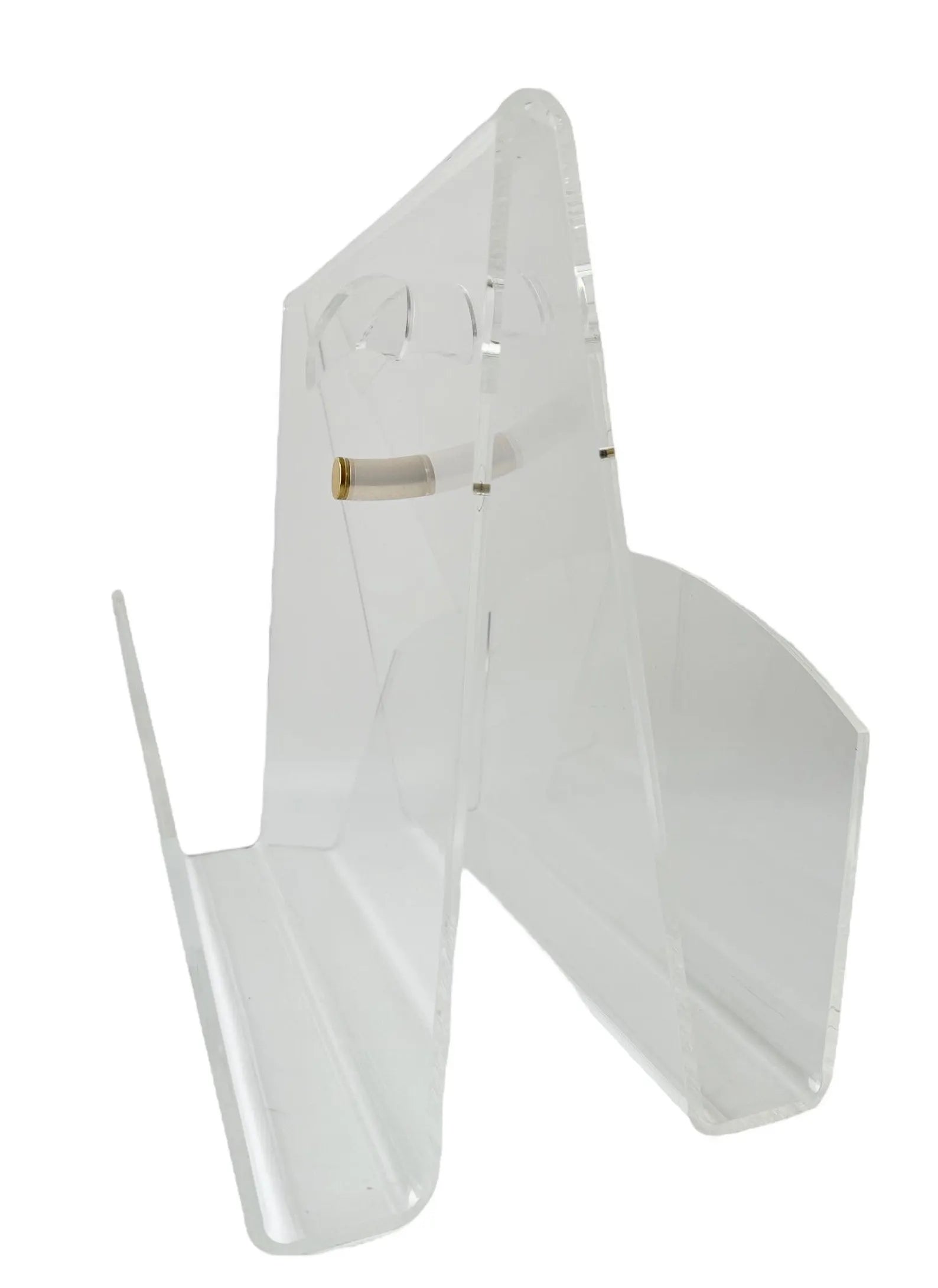 Vintage Plexiglass Magazine Rack with Brass Accent, 1980s-1990s, West Germany.