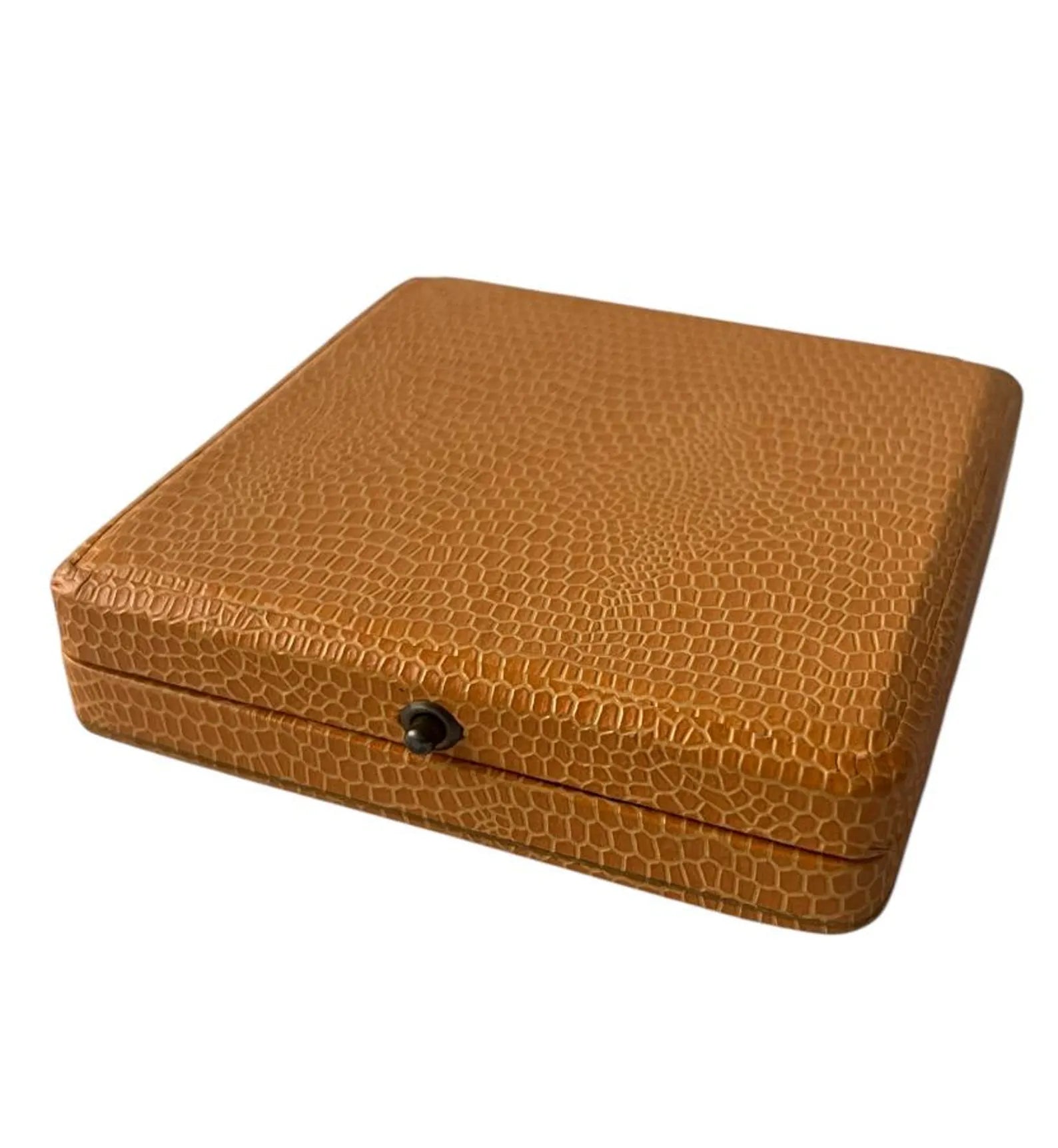 Vintage Ciro Jewellery Box. Leather with Crown Logo, Cream Satin Interior