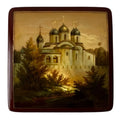 Vintage Fedoskino Lacquer Box, Russian Miniature Jewelry Box, Orthodox Church Painting