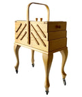 Vintage Stand Sewing Box on Legs with Wheels. Craft Caddy.