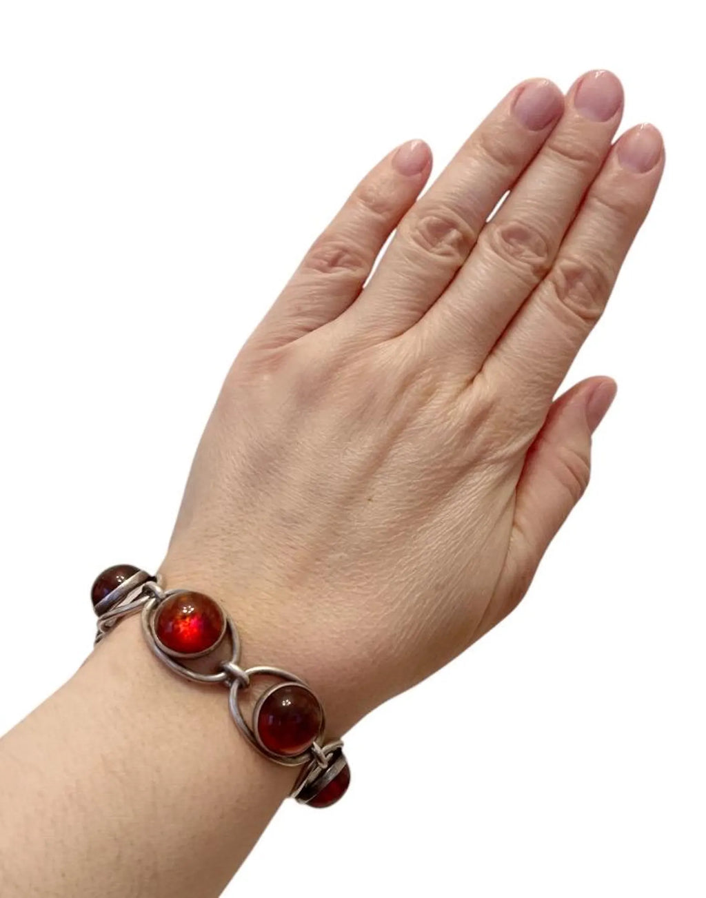 Vintage Baltic Amber Bracelet, Sterling Silver, Danish Modernist, Niels Erik From