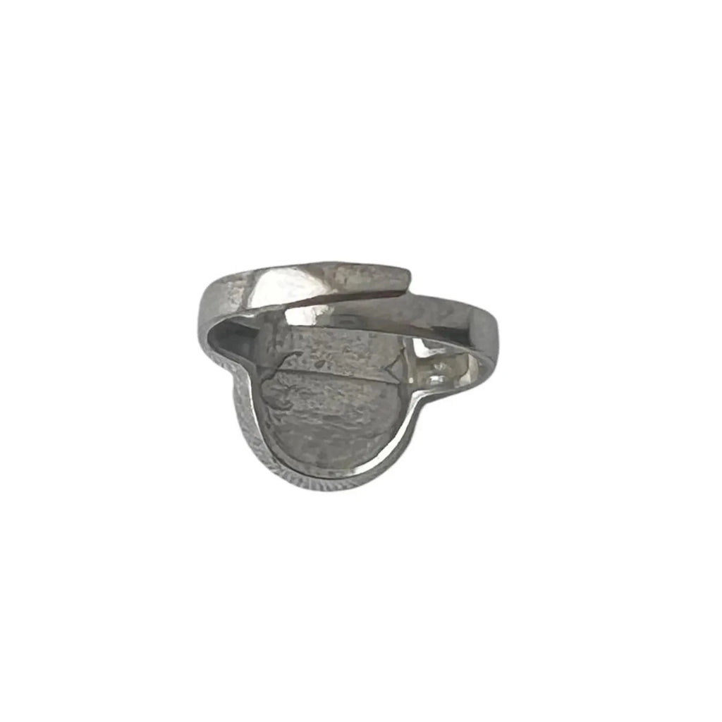 Vintage 835 Silver & Jade Ring. UK Size: N