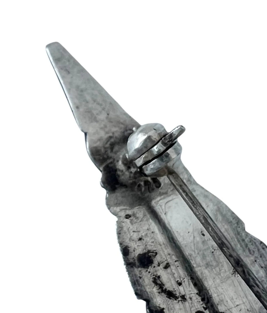 Vintage 825 Silver Bar Brooch with Garnet.