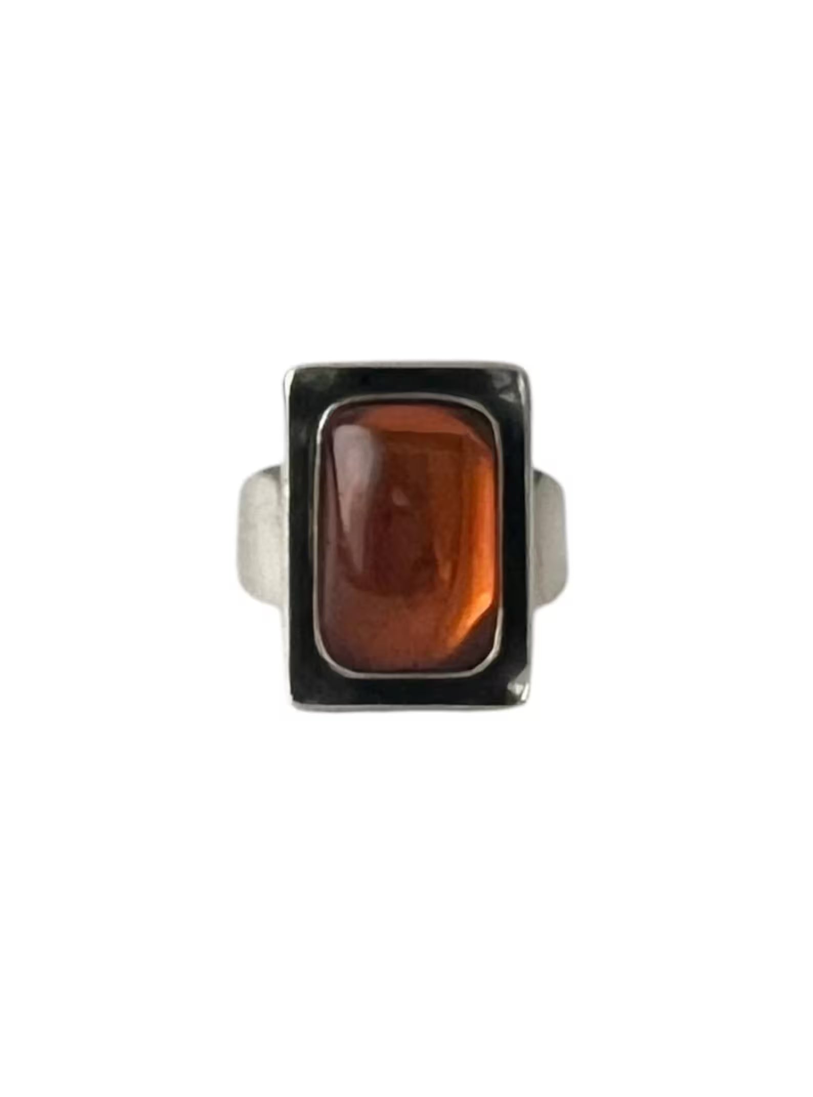 Vintage Baltic Amber Ring, Sterling Silver, Danish Modernist, Niels Erik From. UK size: M