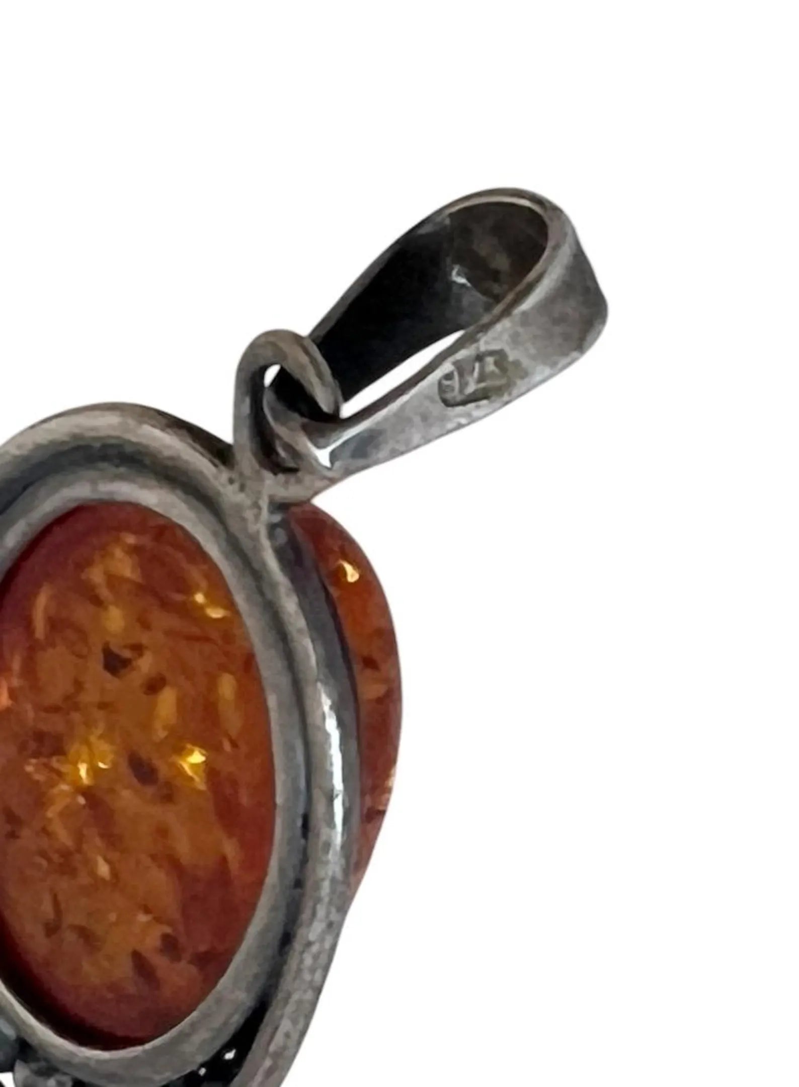 Vintage Sterling Silver Amber Pendant.
