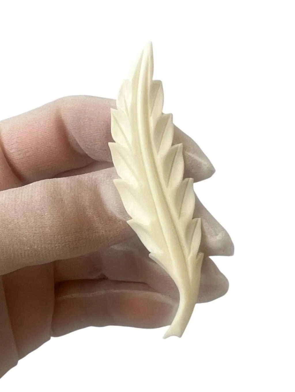 Vintage Carved Bone Leaf Brooch