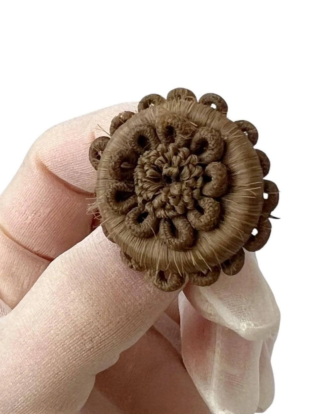 Antique Victorian Hairwork Brooch. ntricate Mourning Jewelry Keepsake.