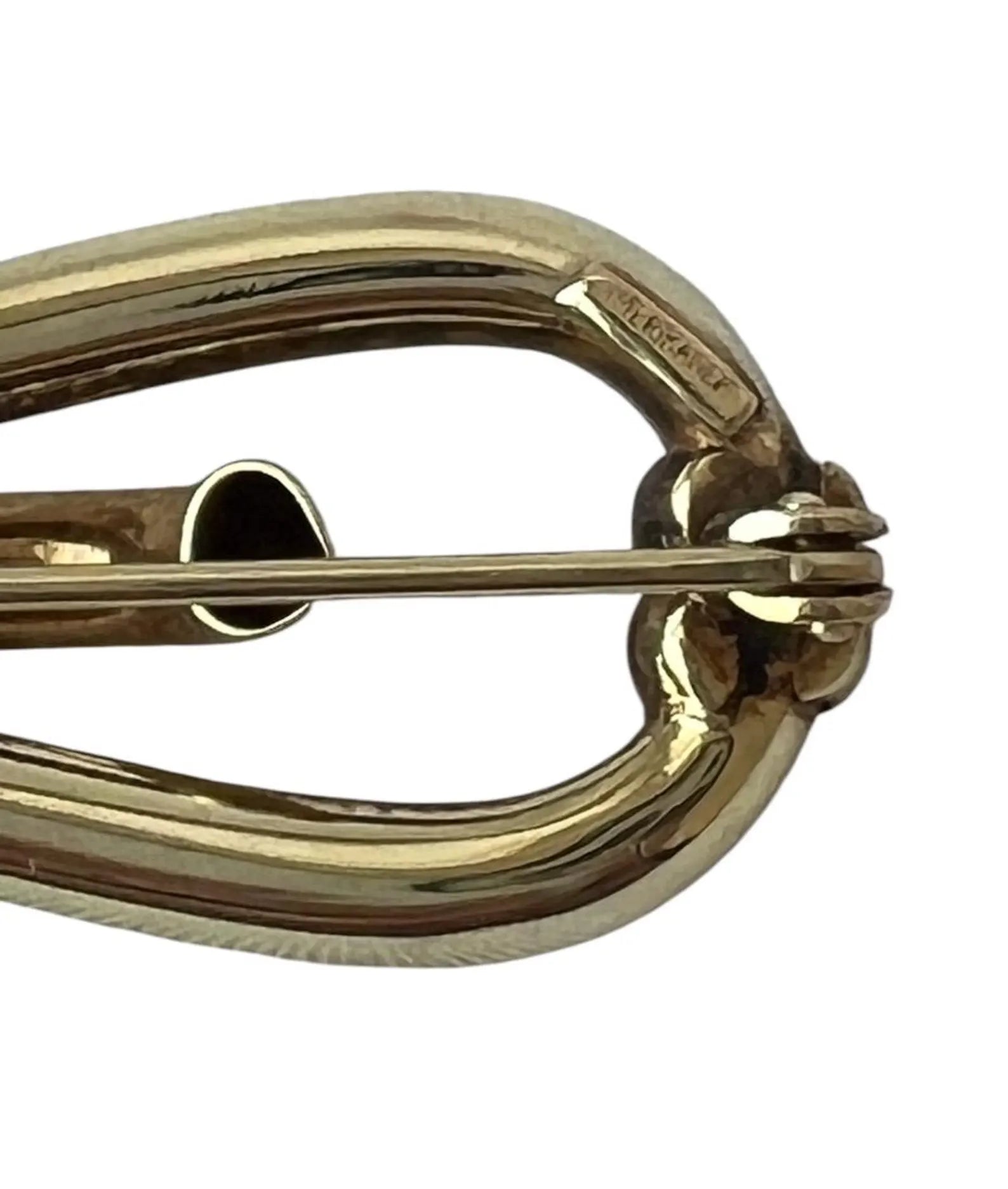 Vintage Amerikaner Brooch Gold Plated Bow Pin With Light Blue Faceted Stone