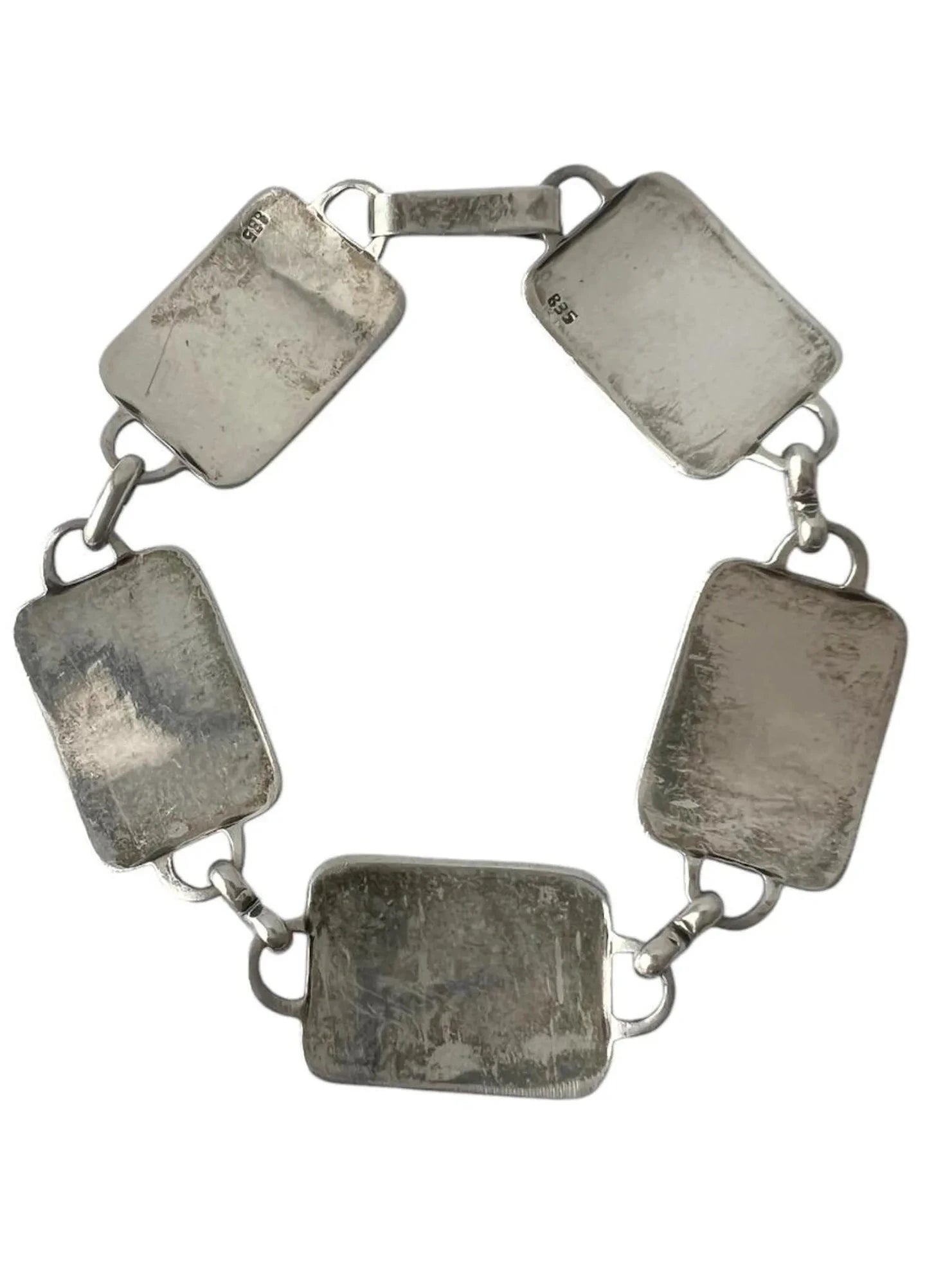 Vintage 835 Silver Floral Panel Bracelet