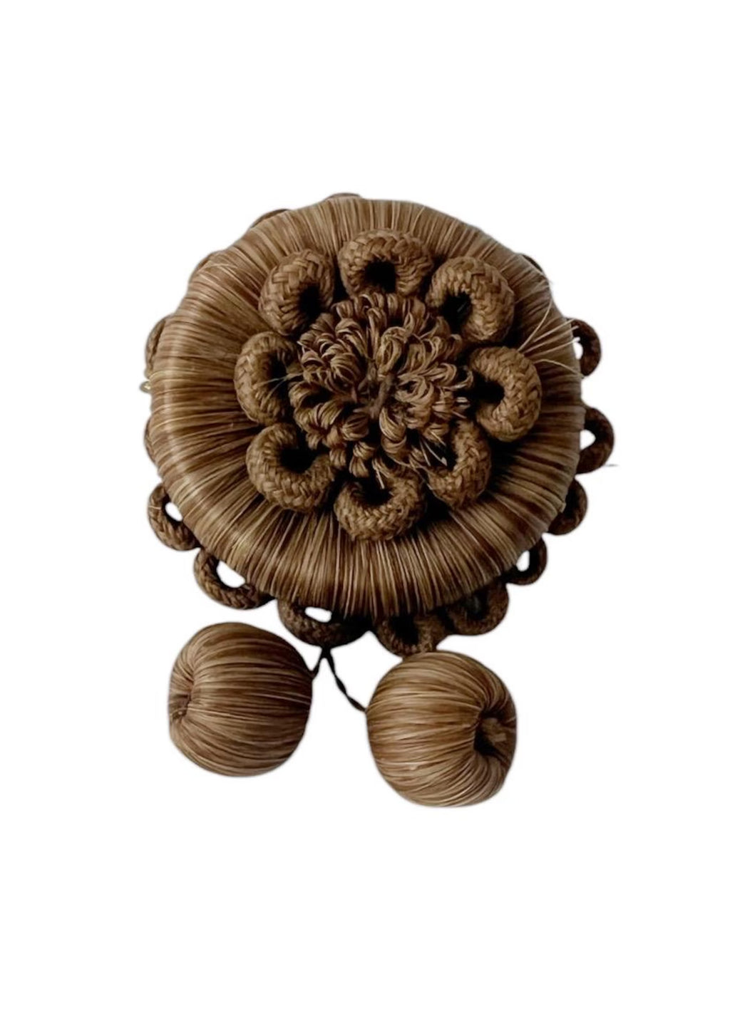 Antique Victorian Hairwork Brooch. Intricate Mourning Jewelry Keepsake