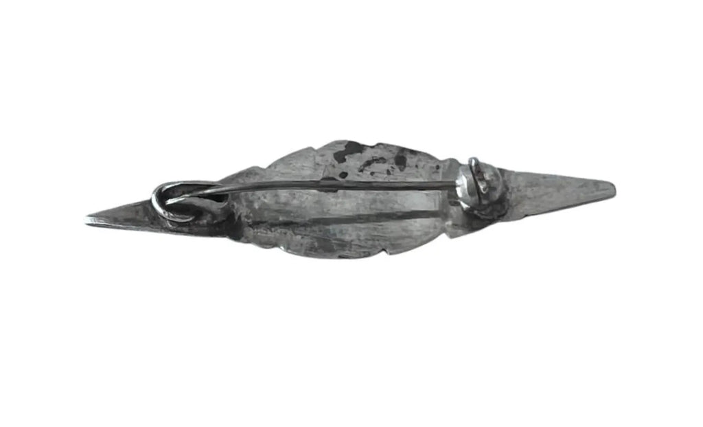 Vintage 825 Silver Bar Brooch with Garnet.