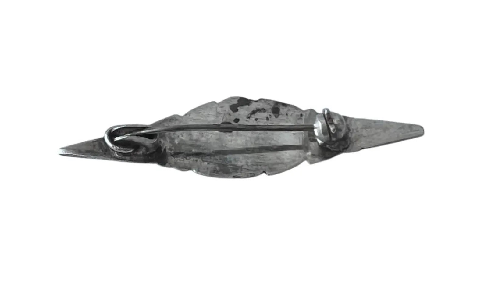 Vintage 825 Silver Bar Brooch with Garnet.