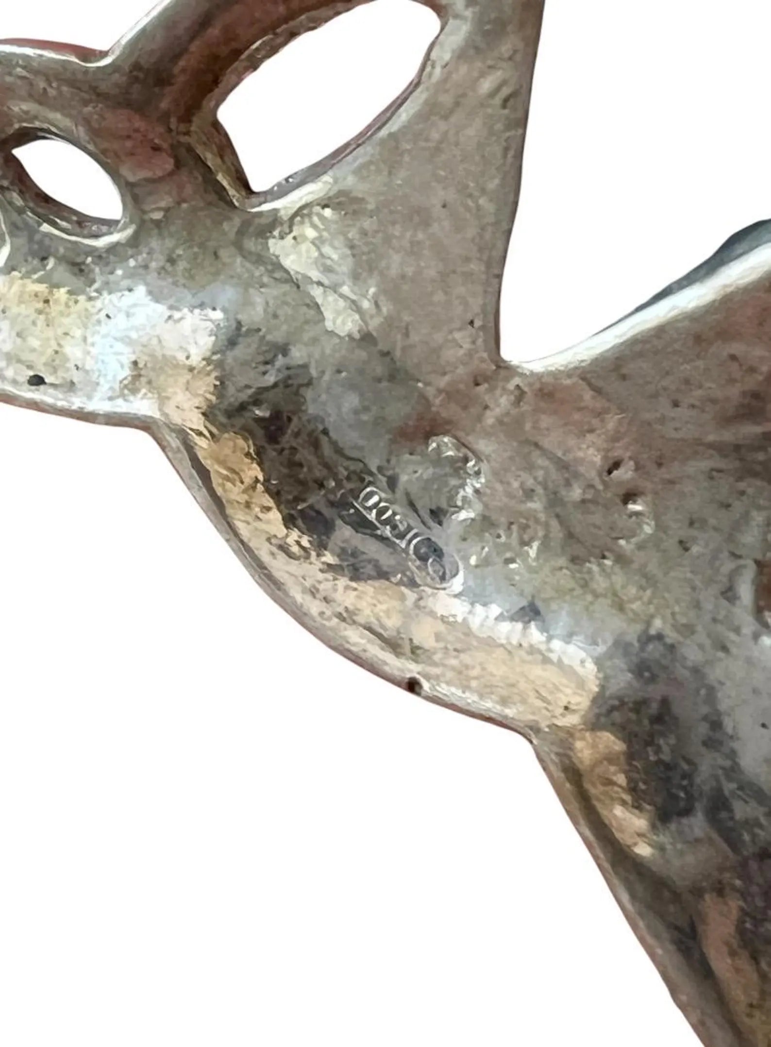 Antique Art Deco 800 Silver & Marcasite Necklace with Faceted Hematite Pendant