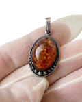 Vintage Sterling Silver Amber Pendant.