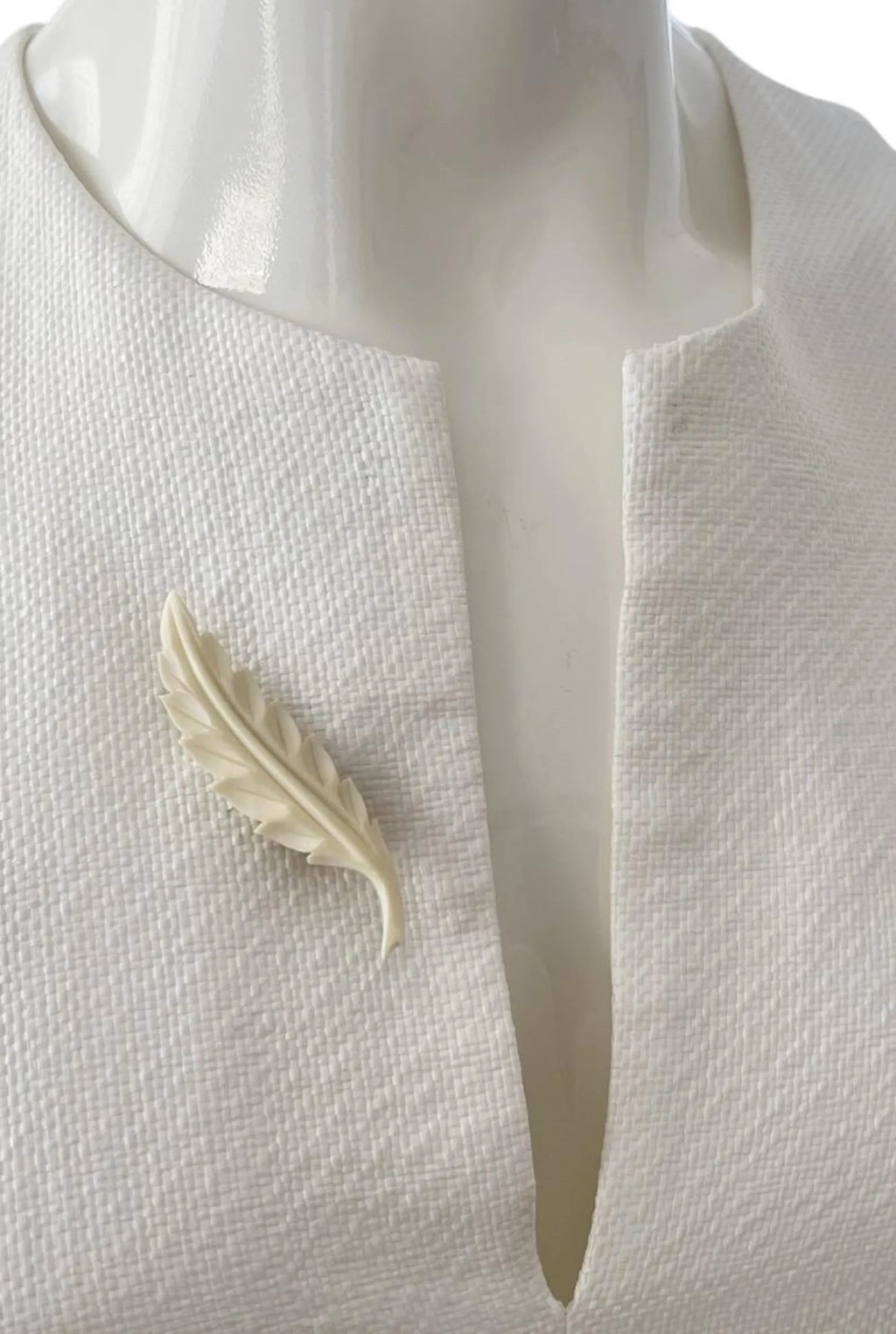 Vintage Carved Bone Leaf Brooch