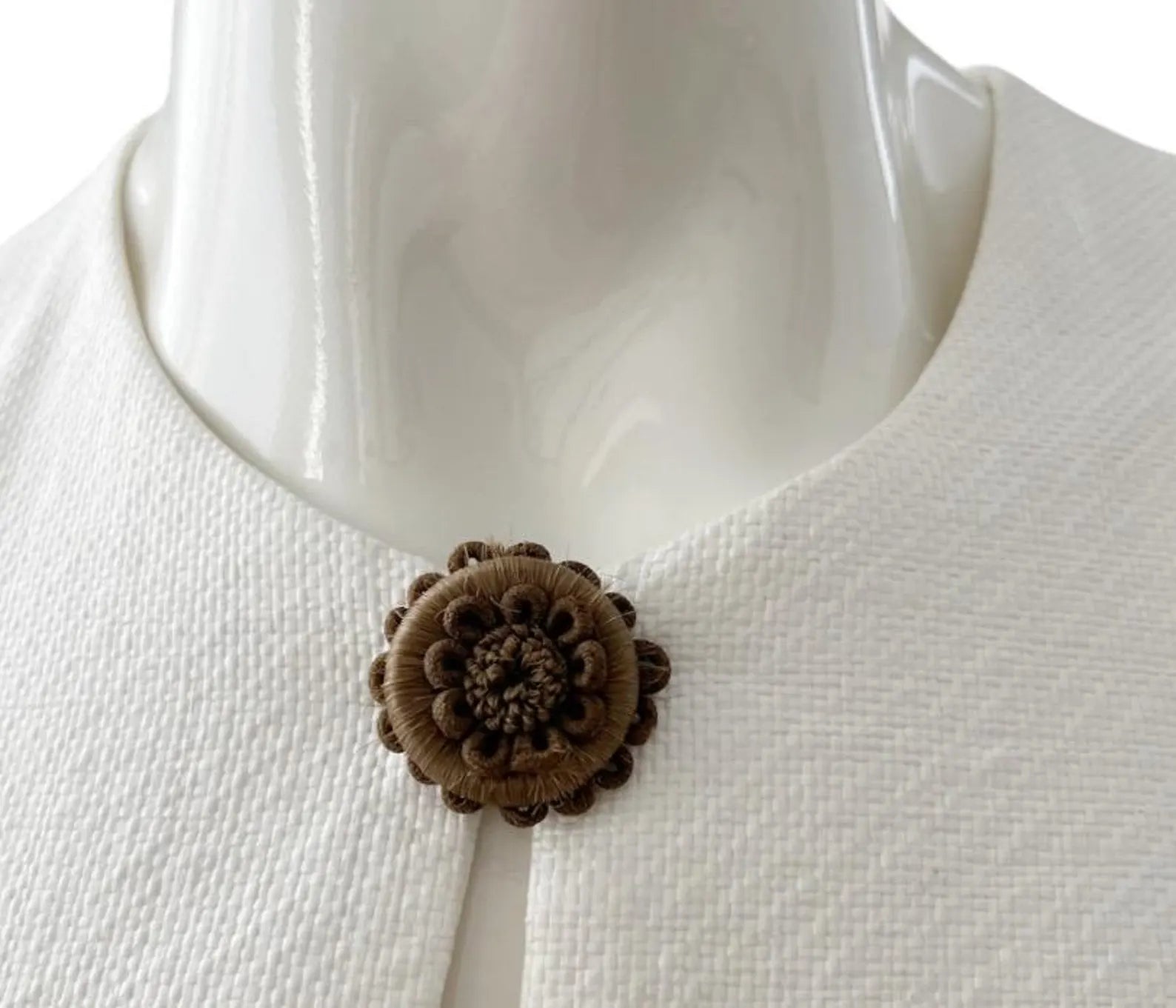 Antique Victorian Hairwork Brooch. ntricate Mourning Jewelry Keepsake.